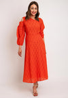 Kameya Tie Sleeve Midi Dress, Orange
