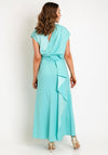 Kameya Ruffle Draped Detail Maxi Dress, Turquoise