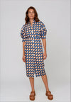 Kameya Ciricle Print A-line Midi Shirt Dress, Indigo