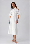 Kameya Cold Shoulder Embroidered Midi Dress, Ecru
