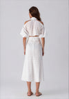 Kameya Cold Shoulder Embroidered Midi Dress, Ecru