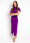 Kameya Faux Leather Banded Waist Maxi Dress, Purple