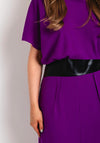Kameya Faux Leather Banded Waist Maxi Dress, Purple