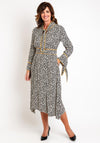 Kameya Scarf Neckline, Abstract Print Midi Dress, Black & White