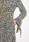 Kameya Scarf Neckline, Abstract Print Midi Dress, Black & White