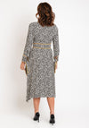 Kameya Scarf Neckline, Abstract Print Midi Dress, Black & White