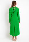 Kameya Tie Neck, Cold Shoulder Midi Dress, Green