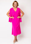 Kameya Wrap Open Sleeve Midi Dress, Fuchsia Pink
