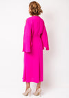 Kameya Wrap Open Sleeve Midi Dress, Fuchsia Pink