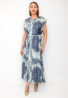 Kameya Pleated Animal Printed Midi Dress, Blue