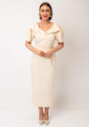 Kameya Puff Sleeve Pencil Dress, Cream