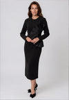 Kameya Fan Pleated Panel Pencil Dress, Black