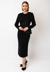 Kameya Fan Pleated Panel Pencil Dress, Black