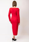 Kameya V Neck Belted Pencil Dress, Red