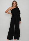 Kameya One Sleeve Wide Leg Jumpsuit, Black