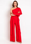Kameya One Sleeve Wide Leg Jumpsuit, Red