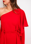 Kameya One Sleeve Wide Leg Jumpsuit, Red