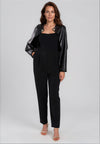 Kameya Faux leather Cape Sleeve Jumpsuit, Black