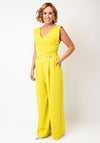 Kameya Wrap Bodice Wide Leg Jumpsuit, Lime Green