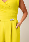Kameya Wrap Bodice Wide Leg Jumpsuit, Lime Green