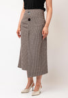 Kameya Houndstooth Wrap Button Midi Skirt, Brown
