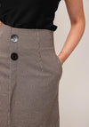 Kameya Houndstooth Wrap Button Midi Skirt, Brown