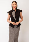 Kameya Houndtooth Trim Collar Detail Waistcoat, Brown