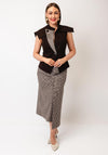 Kameya Houndtooth Trim Collar Detail Waistcoat, Brown