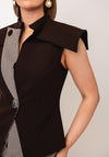 Kameya Houndtooth Trim Collar Detail Waistcoat, Brown