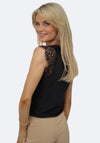 Kate & Pippa Lace Trim Vest Top, Black