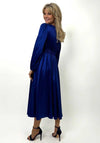 Kate and Pippa Audrey Satin Midi Dress, Royal Blue