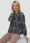 Kate and Pippa Bella Animal Print Blouse, Black