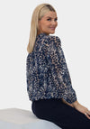 Kate and Pippa Bella Animal Print Blouse, Navy