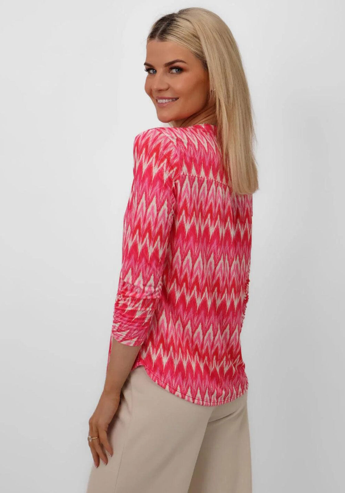 Kate and Pippa Chevron Print Zip Top, Pink