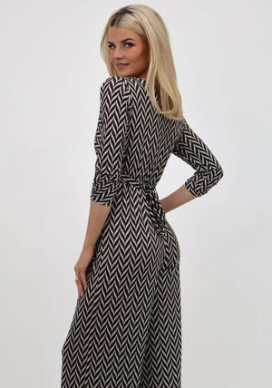 Kate and Pippa Sofia Chevron Print Jumpsuit, Black