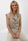 Kate and Pippa Suzy Cowl Neck Top, Taupe