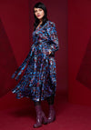 Kate Cooper Abstract Print Satin A-Line Midi Dress, French Blue