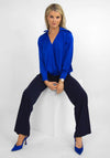 Kate & Pippa Olivia Collar Satin Top, Royal Blue