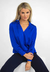Kate & Pippa Olivia Collar Satin Top, Royal Blue