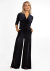 Kate & Pippa Sophia Velvet Wide Leg Jumpsuit, Black