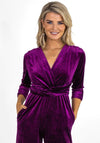 Kate & Pippa Sophia Velvet Wide Leg Jumpsuit, Purple