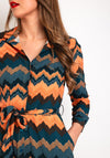 Kate & Pippa Luca Zig Zag Print Shirt Dress, Orange Multi