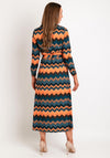 Kate & Pippa Luca Zig Zag Print Shirt Dress, Orange Multi
