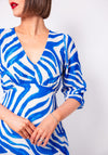 Kate & Pippa Strea Zebra V Neck Midi Dress, Blue