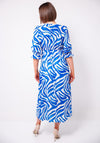 Kate & Pippa Strea Zebra V Neck Midi Dress, Blue