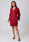 Kate and Pippa Abstract Print Feather Cuff Mini Dress, Red