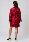 Kate and Pippa Abstract Print Feather Cuff Mini Dress, Red