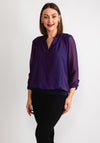 Kate & Pippa Bella Print Banded Hem Top, Navy & Magenta
