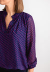 Kate & Pippa Bella Print Banded Hem Top, Navy & Magenta