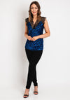 Kate & Pippa Lauren Animal Print Lace Cami Top, Blue